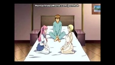 ［エロアニメ］美女一家で女性二人相手にセクロスする男のthumbnail