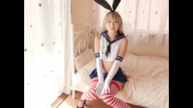 めちゃくちゃエッチなニーハイ姿のオタク女子！アニコスプレイヤーが艦これ島風激ミニスカート露出ロリ童顔ロリ巨乳！のthumbnail