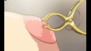 ［エロアニメ］女教師が電車の中で教え子男子が見守る前で巨乳乳首に洗濯バサミで挟まれて「私変態なの」と言いながら悶えている異様な状況ですのthumbnail